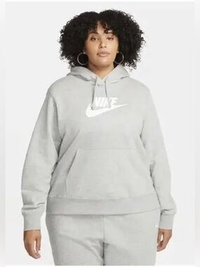 🆕 Nike Women Sportswear Club Fleece Women's Pullover Hoodie Gray Plus Size 3X